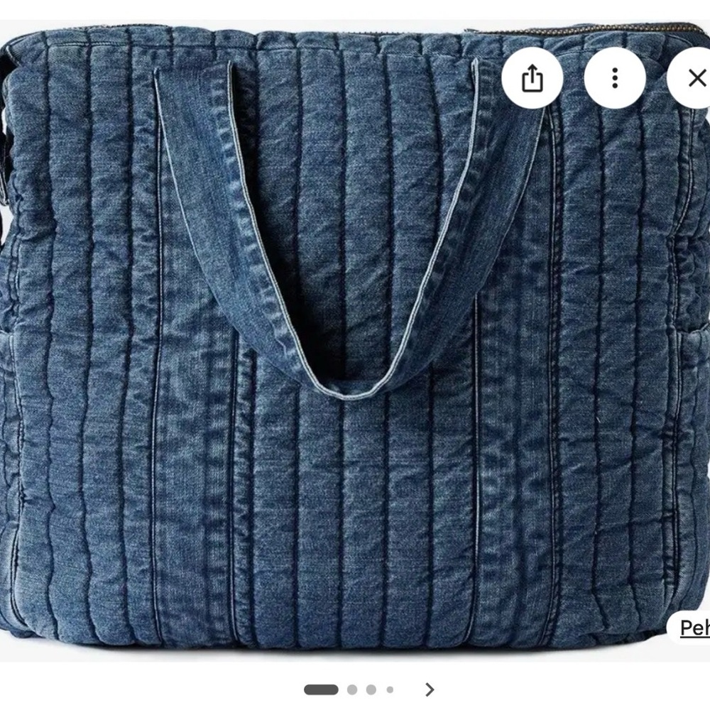 Quilted Denim Convertible Backpack Tote - Blue - Picture 2 of 4